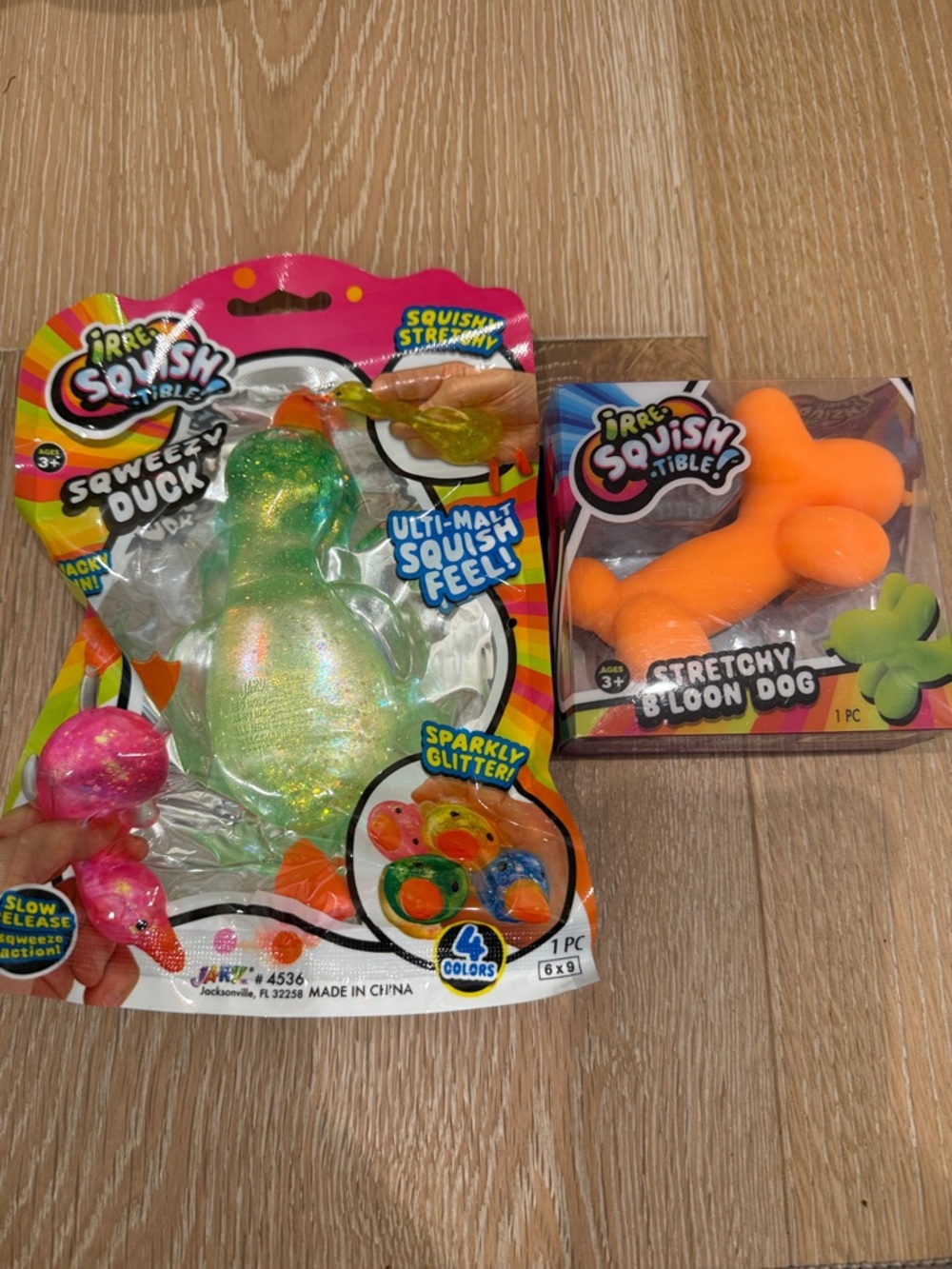 Sparkly Green Squeezy Duck and B’Loon Dog Squishy Bundle